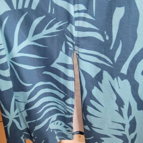 Cuddl Duds Flexwear Short Sleeve Maxi Dress Teal Leaves Size PXL - Picture 7 of 7